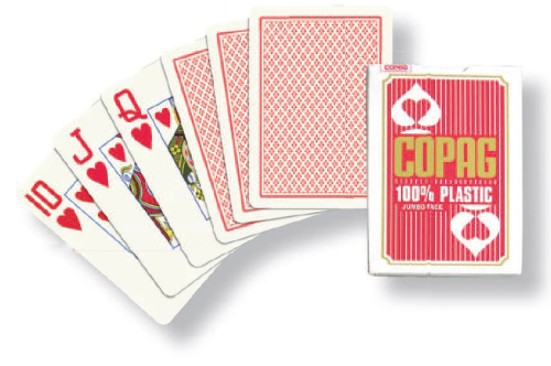 54 cartes 100% plastique - Jumbo Rouge - Copag